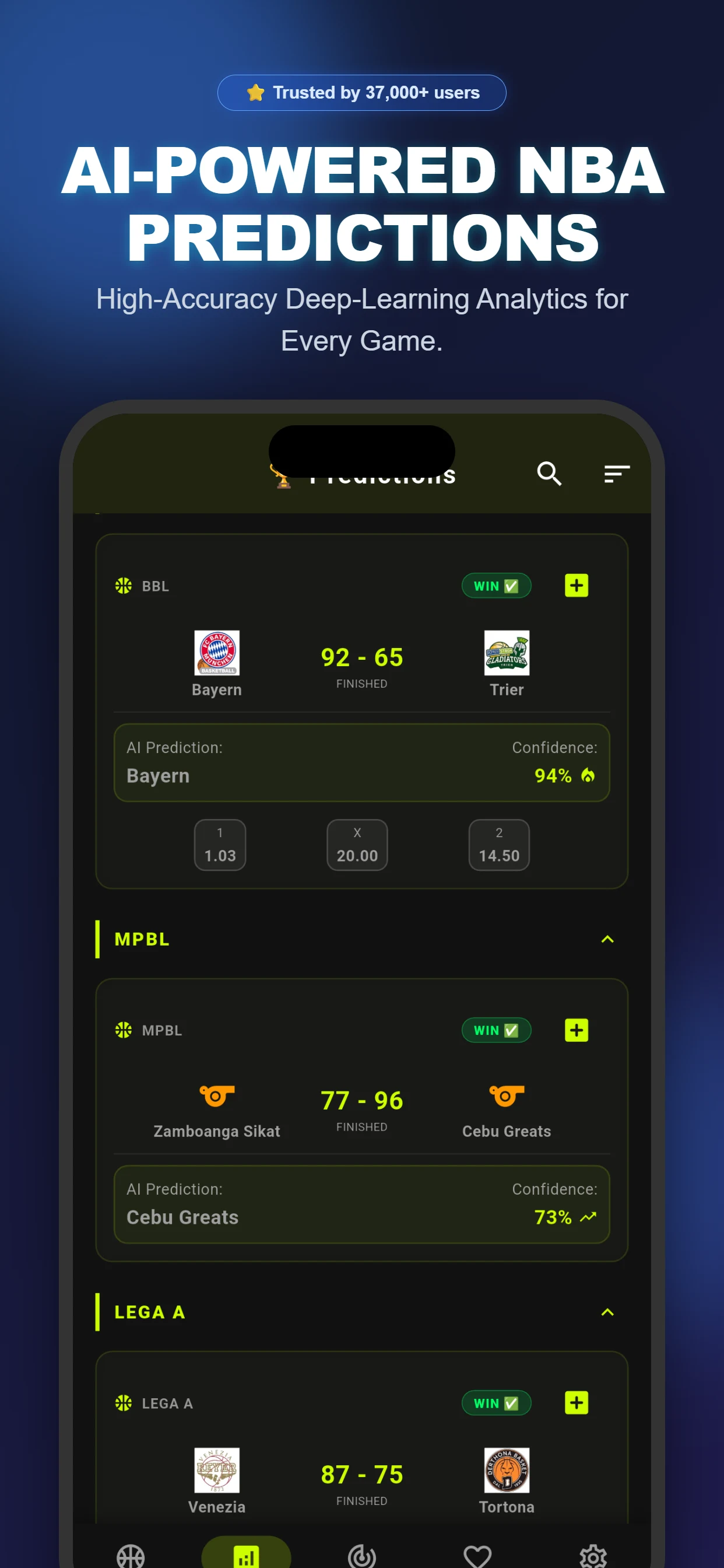 Basketball NBA Predictions App screenshot
