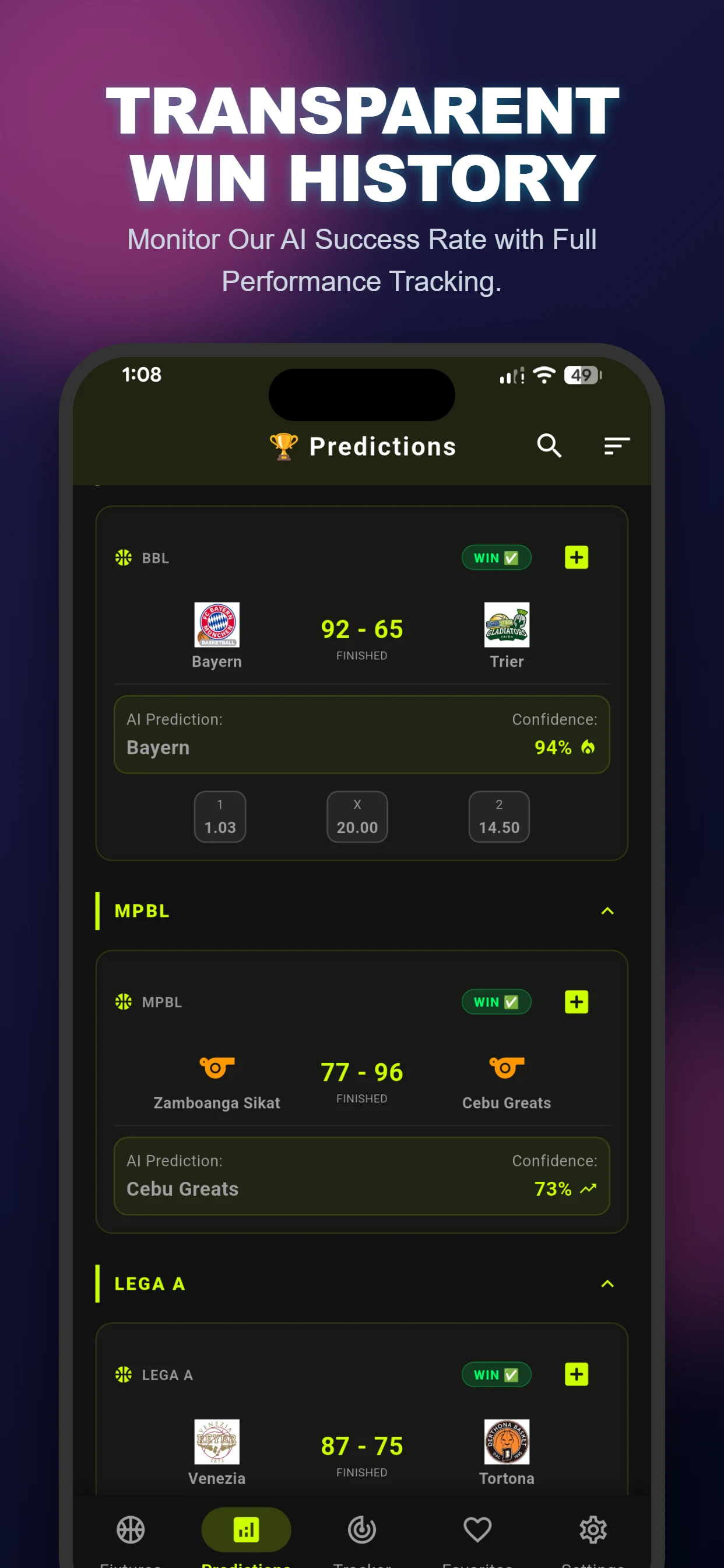 Basketball NBA Predictions App screenshot
